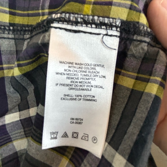 Columbia Mens Button Up Dress Shirt Navy Blue Yellow and White Plaid Size XXL - Picture 7 of 9